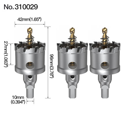 HUHAO 3PCS TCT Hole Saw Drill Bit Alloy Carbide Tipped Hole Cutter With Titanium-Plated Pilot Tools For Metal Stainless Steel