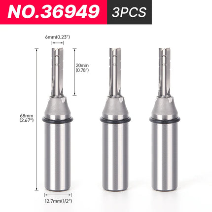 3pcs Chipbreaker Router Bit TCT Trimming Straight Milling Cutter Chip breaker Router Bit Wood Woodworking Slotting Cutter