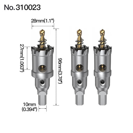 HUHAO 3PCS TCT Hole Saw Drill Bit Alloy Carbide Tipped Hole Cutter With Titanium-Plated Pilot Tools For Metal Stainless Steel
