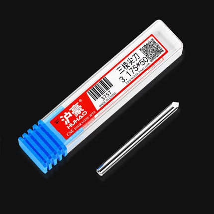 HUHAO 3.175mm Shank 3 Edge Pyramid Engraving Bit 20-90 Degrees Carbide Milling Cutter 0.1 0.2 0.3mm Wood End Mill CNC Router Bit