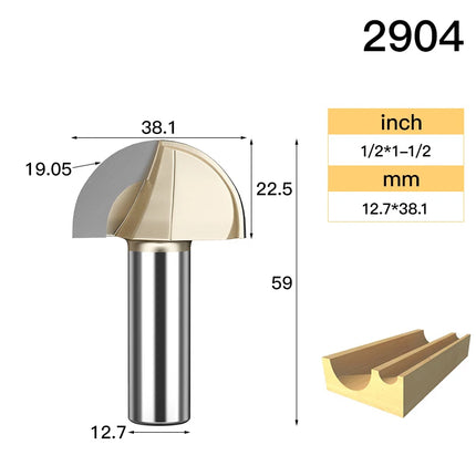 HUHAO Round Ball Nose Cove Router Bit CNC Milling Bit Radius Core Box Solid Milling Cutter for Wood