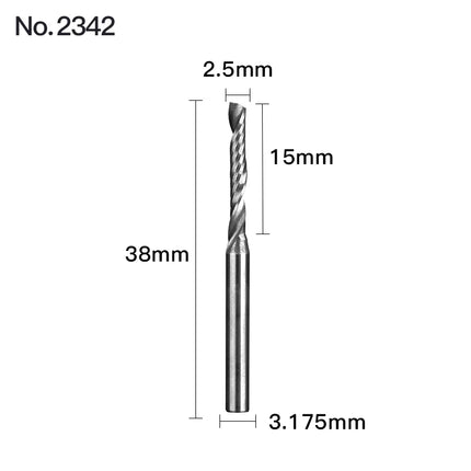 HUHAO 1PCS 3.175mm Shank Single Flute Spiral Milling Cutter Carbide End Mill CNC Router Bit Engraving Cut for Acrylic Wood MDF