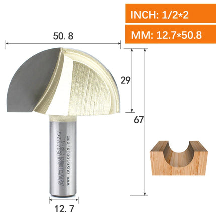 ARDEN Core Box Bit Carbide Round Bottom Groove Milling Cutter Radius Ball Nose Woodworking Router Bit Semi-circular CNC Bit