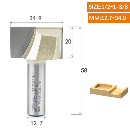 ARDEN Inch Woodworking Flat Bottom 2 Flutes Carbide Bottom Router Bit  Slotting Carving CNC Tool for Plywood MDF Solid wood