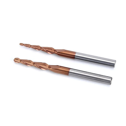 HUHAO 6mm Shank 2 Flutes Carbide Spiral Tapered Ball Nose End Mill HRC55 Router Bit for Metal Wood CNC 2D 3D Carving Bits Tools