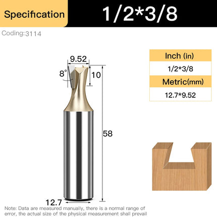 HUHAO 1/4inch 1/2inch Dovetail Joint Router Bit 12.7mm Shank Milling Cutter Carbide Steel Engraving Cutting CNC Tools For Wood