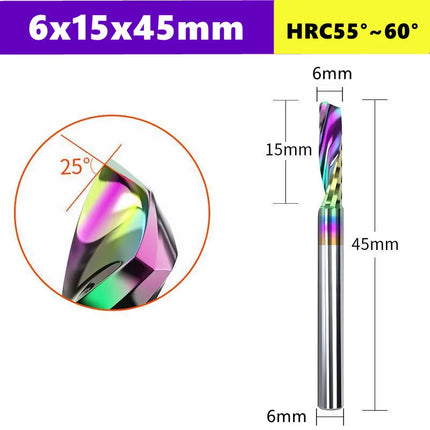 3.175/4/6mm  Shank Single blade spiral milling cutter,HRC60 Carbide  CNC Router Bit aluminium .Plastic. Acrylic trimming knife