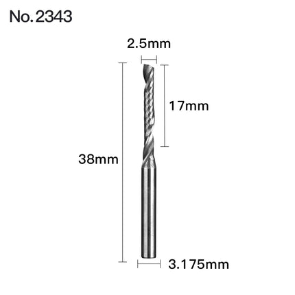 HUHAO 1PCS 3.175mm Shank Single Flute Spiral Milling Cutter Carbide End Mill CNC Router Bit Engraving Cut for Acrylic Wood MDF
