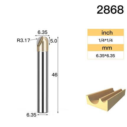 HUHAO Round Ball Nose Cove Router Bit CNC Milling Bit Radius Core Box Solid Milling Cutter for Wood