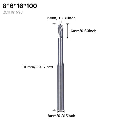 HUHAO 8mm 10mm Shank Milling Cutter Carbide End Mills for Aluminium Metal Single Flute DLC Coated Router Bits Cutting CNC Tools