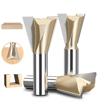 HUHAO 1/4inch 1/2inch Dovetail Joint Router Bit 12.7mm Shank Milling Cutter Carbide Steel Engraving Cutting CNC Tools For Wood