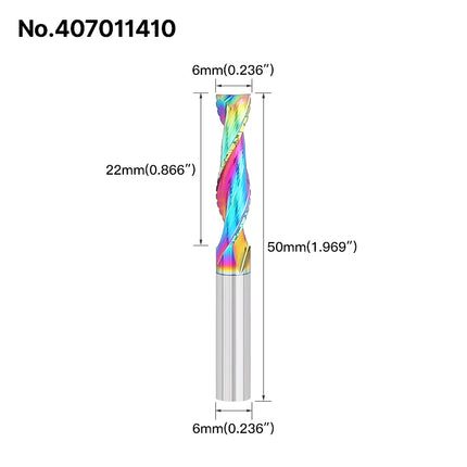 HUHAO Composite Milling Cutter for Wood 2 Flute Spiral Carbide Chip End Mill DLC Coating CNC Router Bit Cutter Chipboard Acrylic