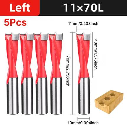 HUHAO 5PCS Wood Drill Bits Set 10mm Shank Forstner Drill 2Flute Row Drill 70mm Total Length Woodworking Drill Bits Router Bit
