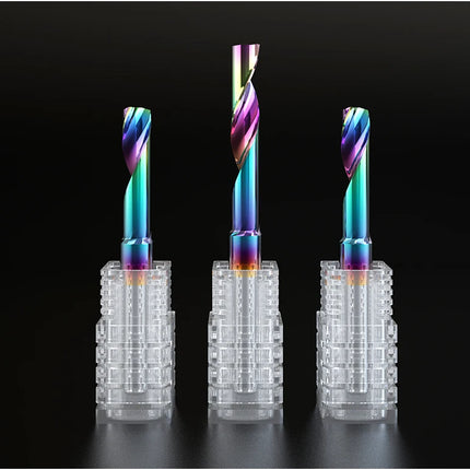 HUHAO 3.175 4 6 8mm Single Flute End Mill HRC70 Aluminum Spiral Router Bit DLC Coating Carbide Steel CNC Solid Milling Cutter