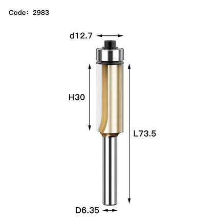 HUHAO 1/2 1/4 Shank Wood Flush Trim Router Bits With Bearing Woodworking Milling Cutter Carbide Endmill Straight Flush Tools DIY