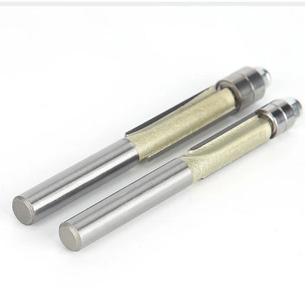 HUHAO 2 Flute Flush Trim Router Bit for Wood 1/4 Shank Woodworking Tools Trimming Cutter With Bearing CNC Endmill Milling Cutter