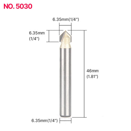 HUHAO 90 Degree V-type Woodworking Milling Cutter Carbide CNC Router Bit V Groove For Wood MDF Cutting Slotting Engraving Tools