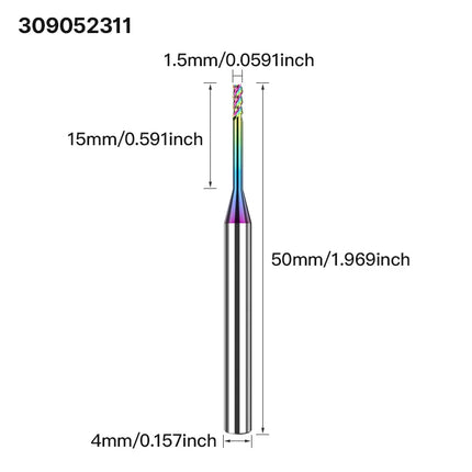 HUHAO 3 Flutes Colorful Deep Groove Milling Cutter 4mm Shank DLC Coating Router Bit Carbide CNC Endmill Tool for Aluminum Copper