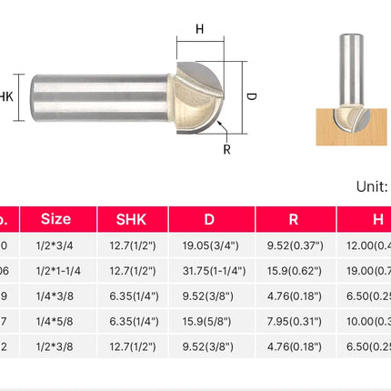 HUHAO 6mm 8mm Shank Ball Nose Milling Cutter For Wood End Mill Round Nose Cove CNC Router Bit Carbide Steel Woodworking Tools