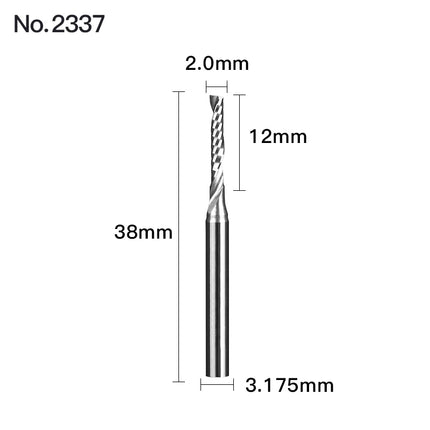 HUHAO 1PCS 3.175mm Shank Single Flute Spiral Milling Cutter Carbide End Mill CNC Router Bit Engraving Cut for Acrylic Wood MDF