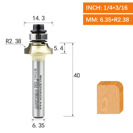 ARDEN Round Corner Chamfering Milling Cutter Carbide Round Over Router Bit Radius Edge Woodworking Trimming CNC Tool Wood MDF