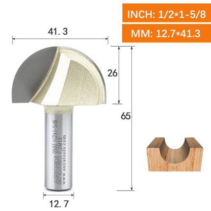 ARDEN Core Box Bit Carbide Round Bottom Groove Milling Cutter Radius Ball Nose Woodworking Router Bit Semi-circular CNC Bit