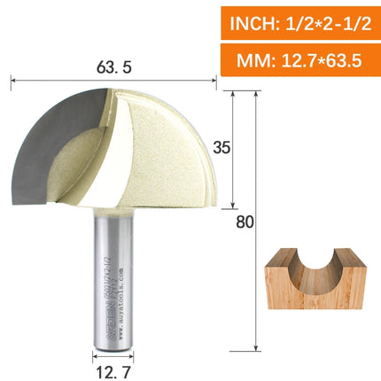 ARDEN Core Box Bit Carbide Round Bottom Groove Milling Cutter Radius Ball Nose Woodworking Router Bit Semi-circular CNC Bit