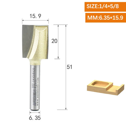 ARDEN Inch Woodworking Flat Bottom 2 Flutes Carbide Bottom Router Bit  Slotting Carving CNC Tool for Plywood MDF Solid wood