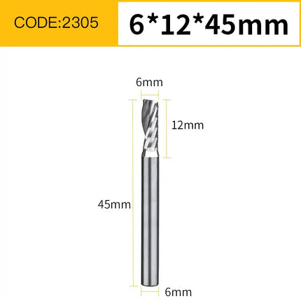 HUHAO Single Flute Spiral End Mill 3.175 /4/6 Shank Spiral Milling Cutte CNC 3D Engraving Carving Bit for Acrylic PVC Wood MDF