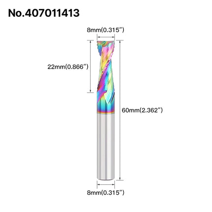 HUHAO Composite Milling Cutter for Wood 2 Flute Spiral Carbide Chip End Mill DLC Coating CNC Router Bit Cutter Chipboard Acrylic