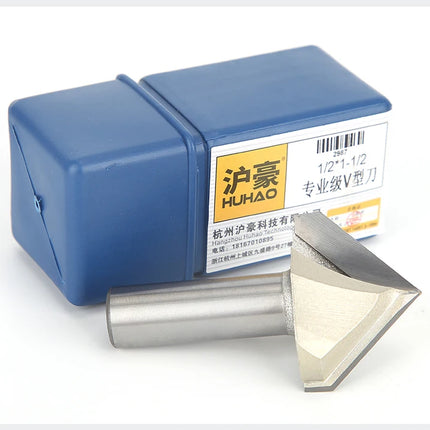HUHAO 90 Degree V-type Woodworking Milling Cutter Carbide CNC Router Bit V Groove For Wood MDF Cutting Slotting Engraving Tools