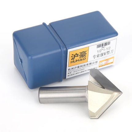 HUHAO 90 Degree V-type Woodworking Milling Cutter Carbide CNC Router Bit V Groove For Wood MDF Cutting Slotting Engraving Tools
