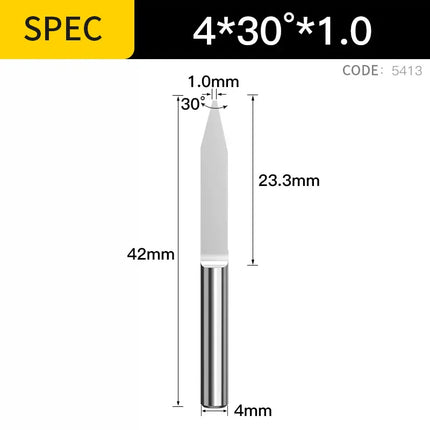 HUHAO Milling Cutter Flat Bottom Carbide End Mill  20 25 30 Degrees Tip 0.1mm 4mm Shank CNC Engraving Bit Carving Router Cutters