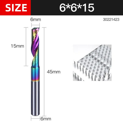 HUHAO 3.175 4 6 8mm Single Flute End Mill HRC70 Aluminum Spiral Router Bit DLC Coating Carbide Steel CNC Solid Milling Cutter