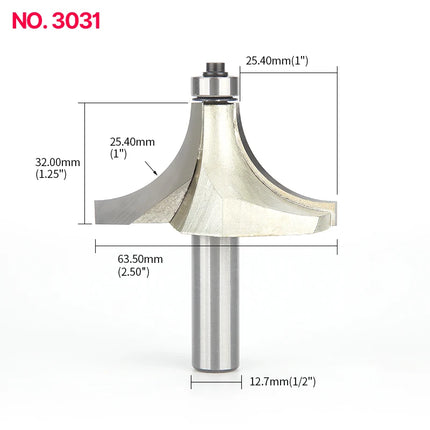 HUHAO 1/4 Shank Corner Round Over Router Bit With Bearing Carbide Steel Milling Cutter For Wood End Mill CNC Woodworking Tools