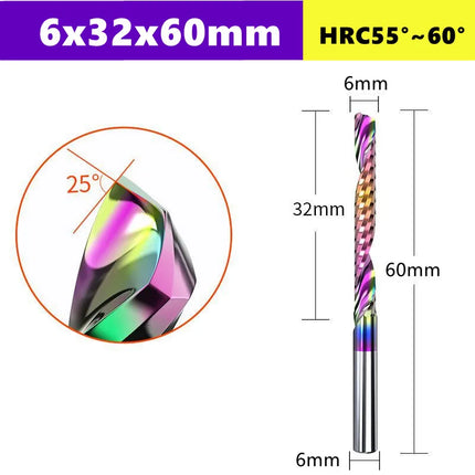 3.175/4/6mm  Shank Single blade spiral milling cutter,HRC60 Carbide  CNC Router Bit aluminium .Plastic. Acrylic trimming knife