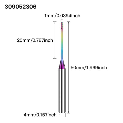 HUHAO 3 Flutes Colorful Deep Groove Milling Cutter 4mm Shank DLC Coating Router Bit Carbide CNC Endmill Tool for Aluminum Copper