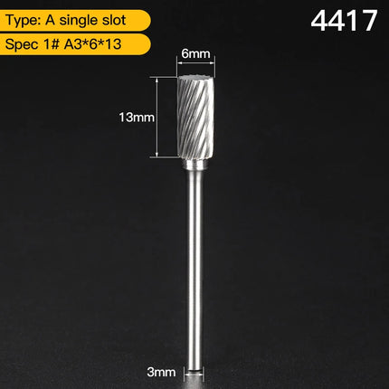HUHAO 3mm Shank Rotary Burr Carbide Steel Drill Bits for Metal Woodworking Accessory Electric Rotary Router Bit Grinding Tools