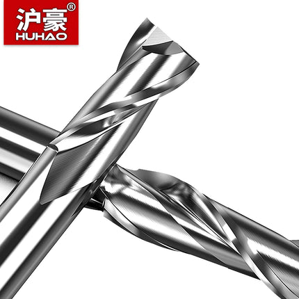 HUHAO 2PCS HRC65 Milling Cutter 2 Flute Straight Shank CNC Router Bit 4 6 8 20mm CNC Tools End Mill for Aluminum Stainless Metal