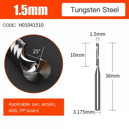 HUHAO Single Flute Spiral End Mill 3.175 /4/6 Shank Spiral Milling Cutte CNC 3D Engraving Carving Bit for Acrylic PVC Wood MDF