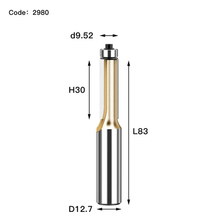 HUHAO 1/2 1/4 Shank Wood Flush Trim Router Bits With Bearing Woodworking Milling Cutter Carbide Endmill Straight Flush Tools DIY