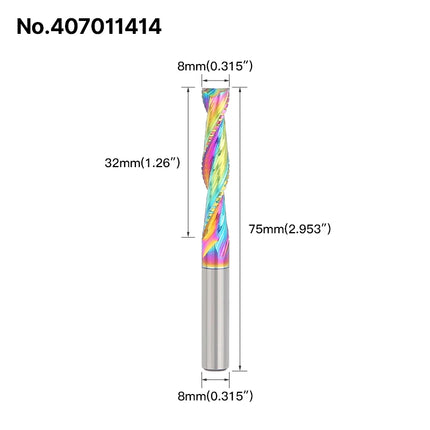 HUHAO Composite Milling Cutter for Wood 2 Flute Spiral Carbide Chip End Mill DLC Coating CNC Router Bit Cutter Chipboard Acrylic