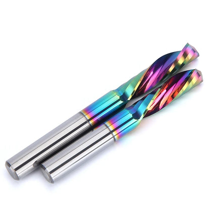 HUHAO 5PCS Single Flute Spiral Milling Cutter for Aluminum PVC MDF DLC Coated Colorful Composite Cutting Engraving Bits CNC Tool