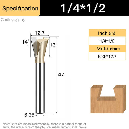 HUHAO 1/4inch 1/2inch Dovetail Joint Router Bit 12.7mm Shank Milling Cutter Carbide Steel Engraving Cutting CNC Tools For Wood