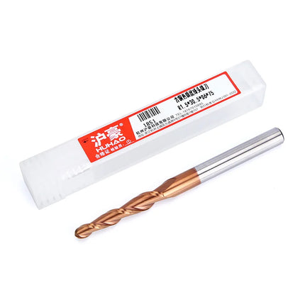 HUHAO 6mm Shank 2 Flutes Carbide Spiral Tapered Ball Nose End Mill HRC55 Router Bit for Metal Wood CNC 2D 3D Carving Bits Tools