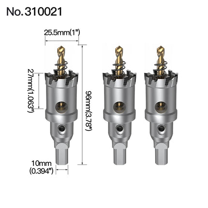 HUHAO 3PCS TCT Hole Saw Drill Bit Alloy Carbide Tipped Hole Cutter With Titanium-Plated Pilot Tools For Metal Stainless Steel