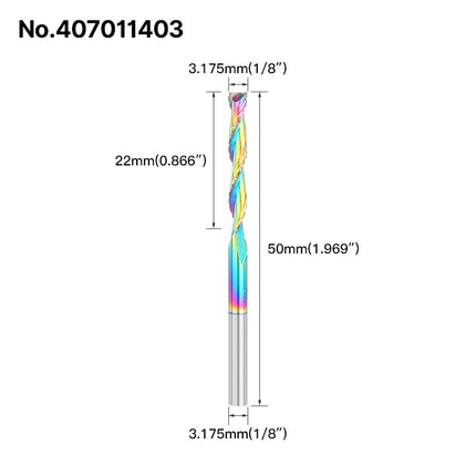 HUHAO Composite Milling Cutter for Wood 2 Flute Spiral Carbide Chip End Mill DLC Coating CNC Router Bit Cutter Chipboard Acrylic