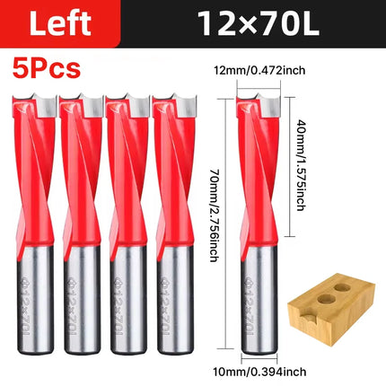 HUHAO 5PCS Wood Drill Bits Set 10mm Shank Forstner Drill 2Flute Row Drill 70mm Total Length Woodworking Drill Bits Router Bit