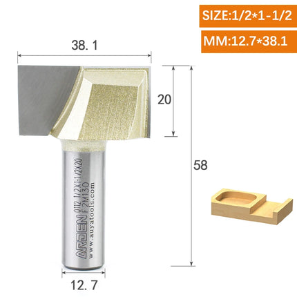 ARDEN Inch Woodworking Flat Bottom 2 Flutes Carbide Bottom Router Bit  Slotting Carving CNC Tool for Plywood MDF Solid wood