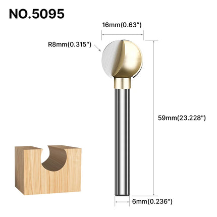 HUHAO 3mm 6mm Shank Ball Nose Round Carving Bit CNC Milling Cutter For Wood Cove End Mill Radius Core Router Bit Carbide Tools